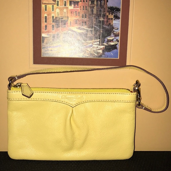 Dooney and Bourke Yellow Leather Wristlet - Picture 1 of 7
